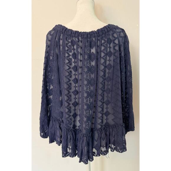 Rebecca Taylor Silk Sheer Embroidered Blouse Size 8 (ruffle hem feminine) - Picture 4 of 7